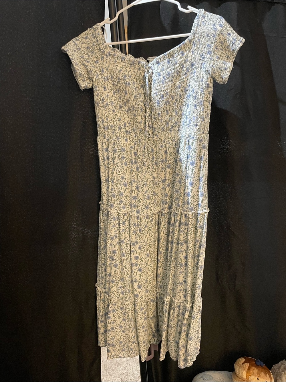 Francesca's Collections Light Blue Floral Smocked Tiered Dress